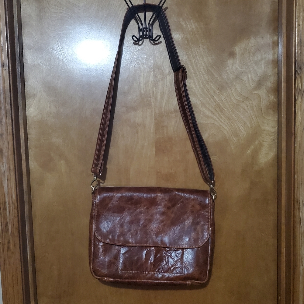Handmade leather messenger bag